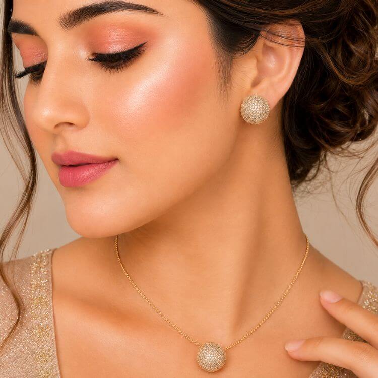 Gold Crystal Sphere Jewelry Set